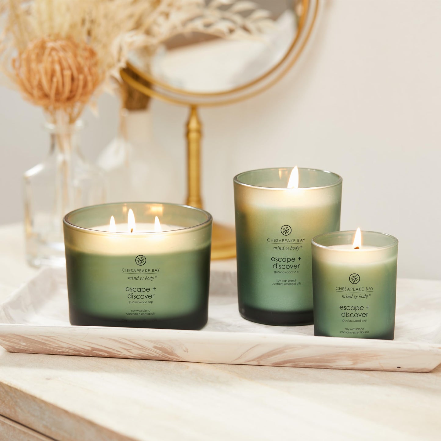 Chesapeake Bay Candle Scented Candle Peace + Tranquility (cashmere jasmine) 3-Wick Coffee Table Jar