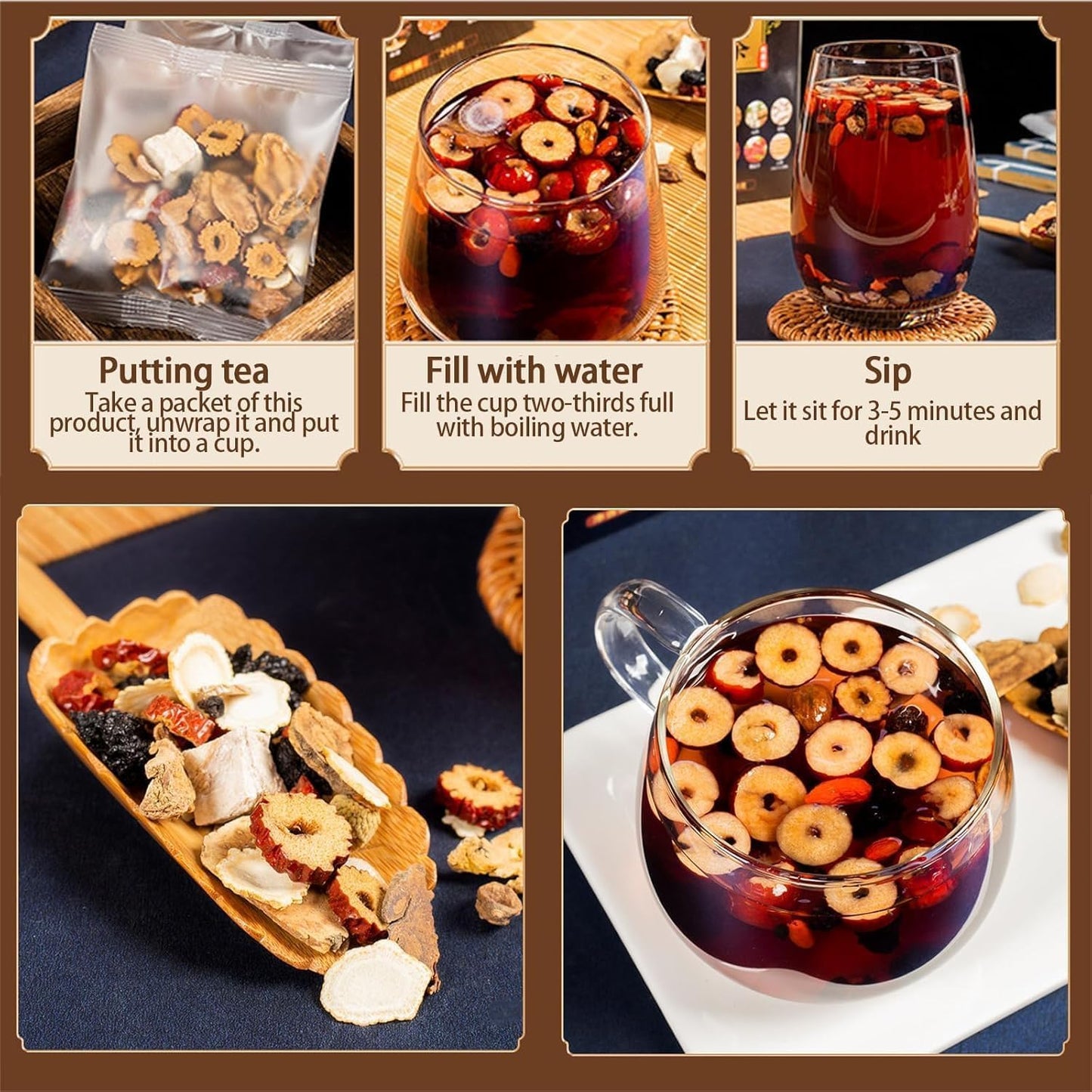 Ginseng Six Treasure Tea Kidney Tea, Natural Organic Kidney Tea Bags to Promote Kidney Health Balance Hormones, Improve Sleep Fatigue for Women & Men - No Additives